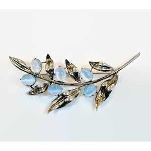 Vintage Sterling Silver Brooch: Blue Moonstones, Unsigned WRE
